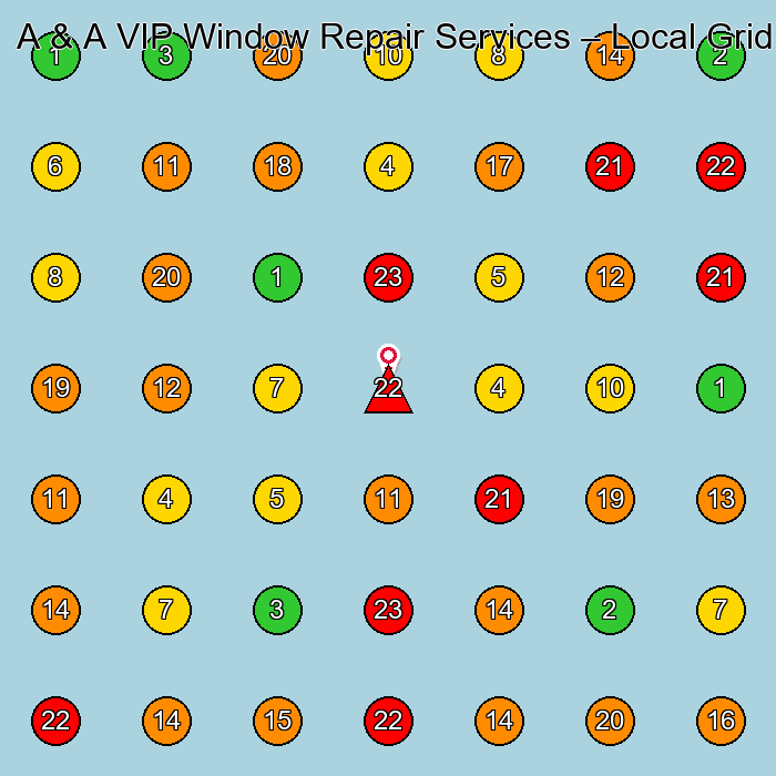 A & A VIP Window Repair Services Window Installation Service GeoGrid ranking map for None